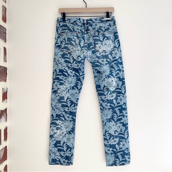 Pilcro And The Letterpress Slim Boyfriend Boho Floral Print Blue Jeans Size 25 - Picture 2 of 13
